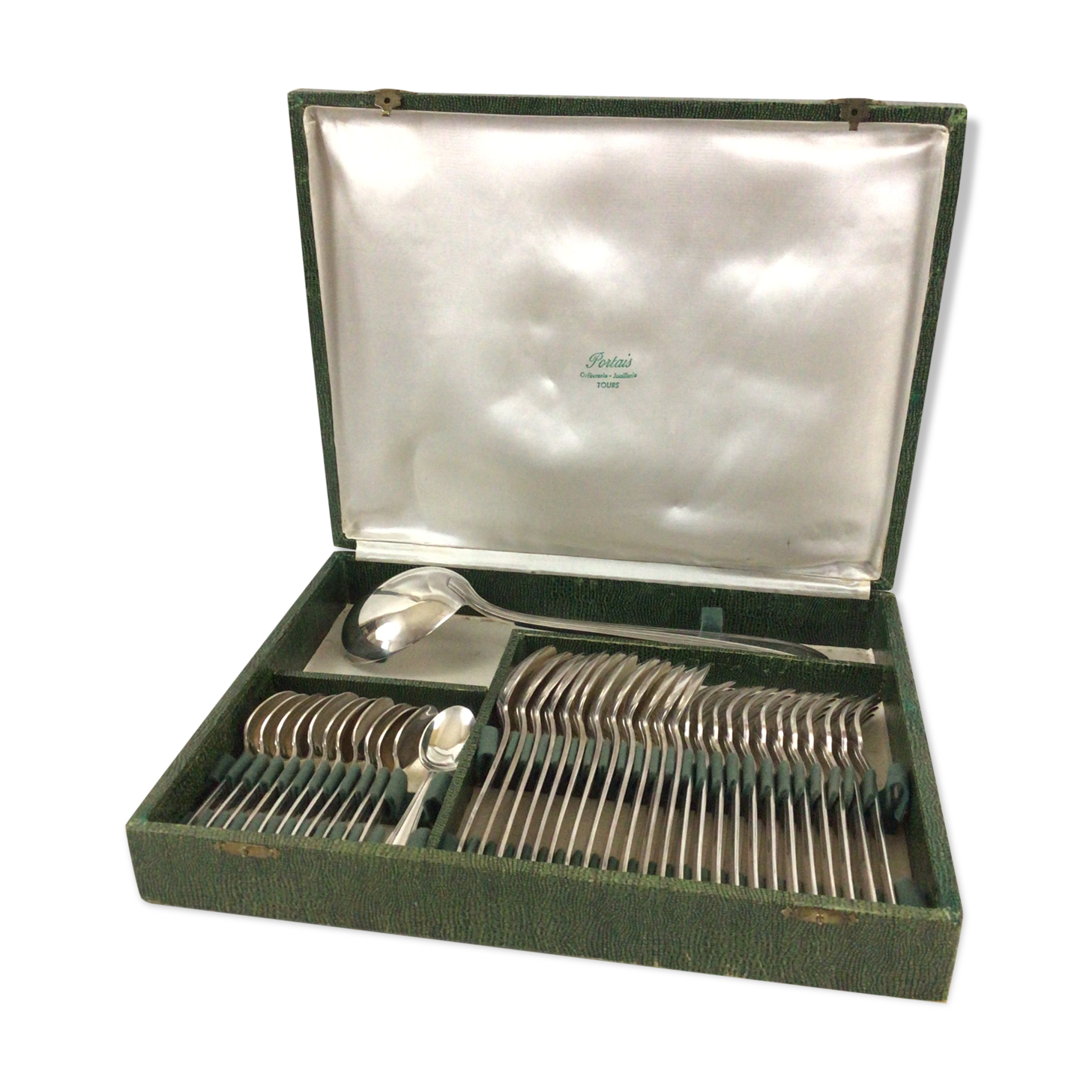 Silver metal housewife Dixi Art deco 37 pcs
