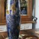 Large eglomisé glass vase "Laque Line" – Unique piece 40 cm