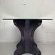 Pencil reed rattan bamboo dining or side table base with smoked glass top, 1970s