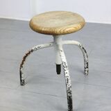 Vintage Industrial White Swivel Chair