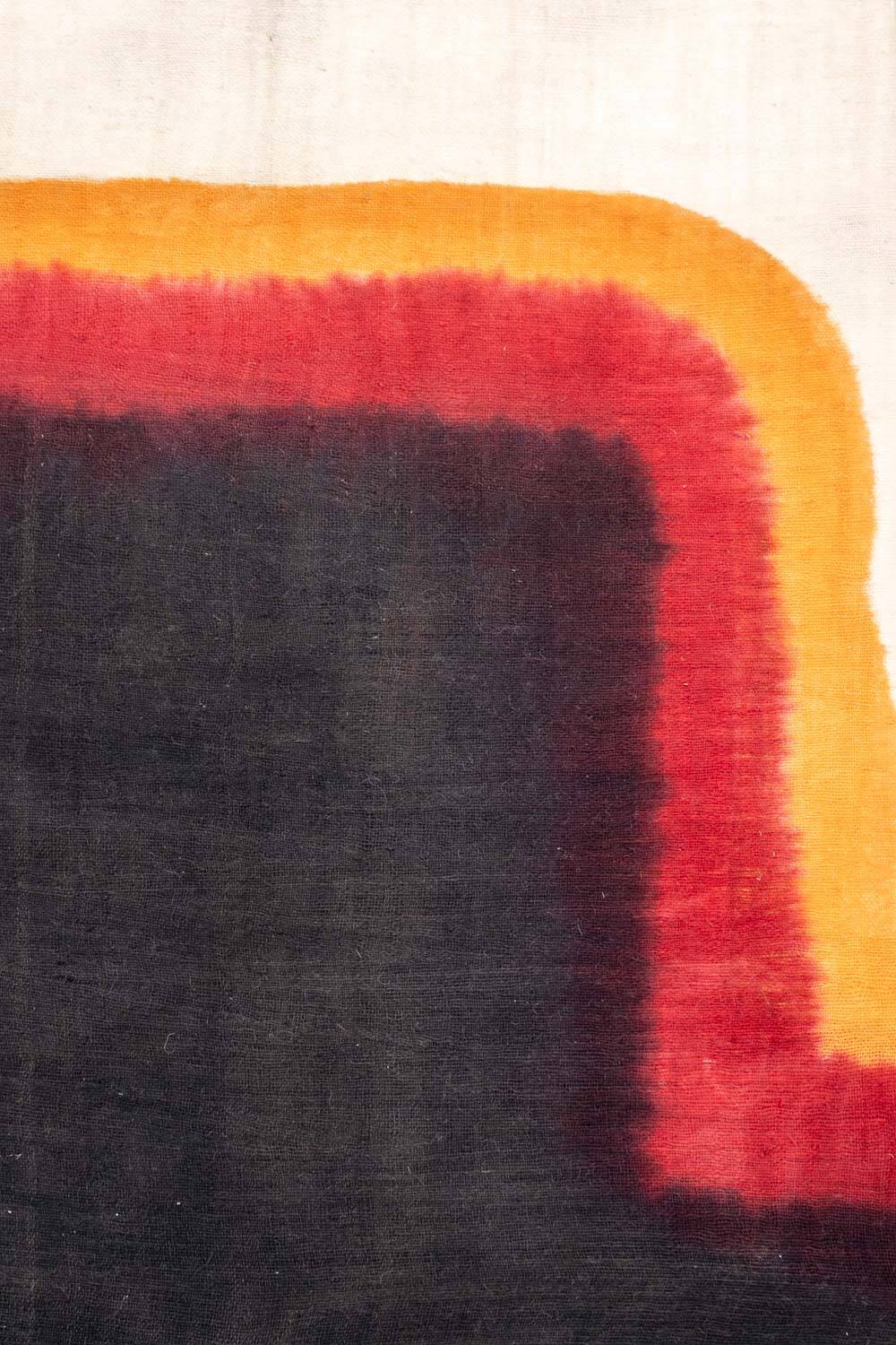 Triptych with geometric decoration in woven wool. Handcrafted work, 20th century.