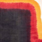 Triptych with geometric decoration in woven wool. Handcrafted work, 20th century.