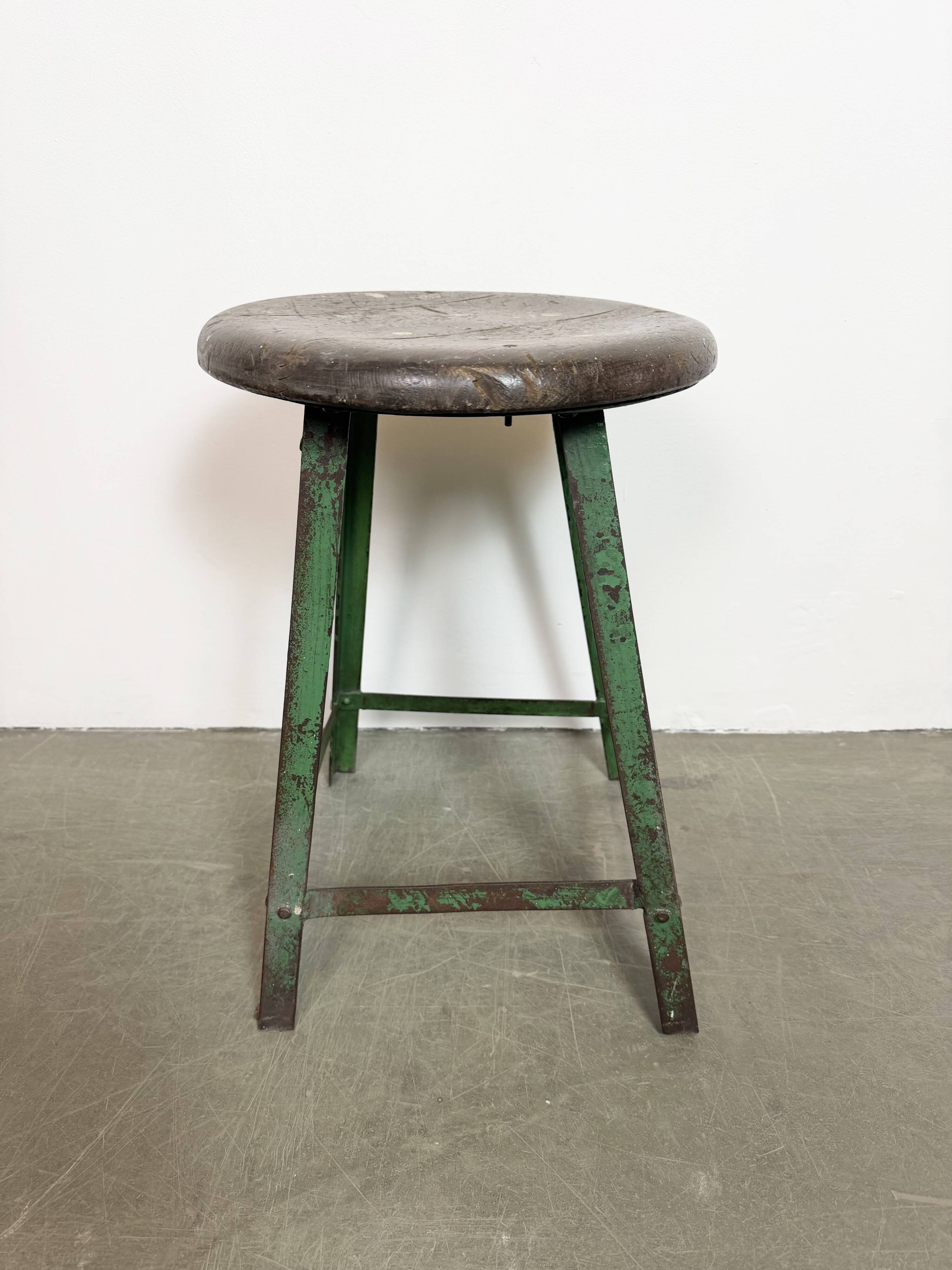 Green Industrial Workshop Stool, 1960s