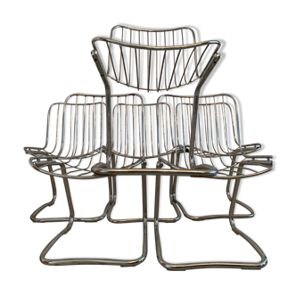 Lot de 6 chaises corbeille métal