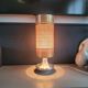 Vintage table lamp with brushed aluminium base - cylinder shade