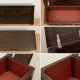 Antique dark wood chest with geometric paneling / pointed detail