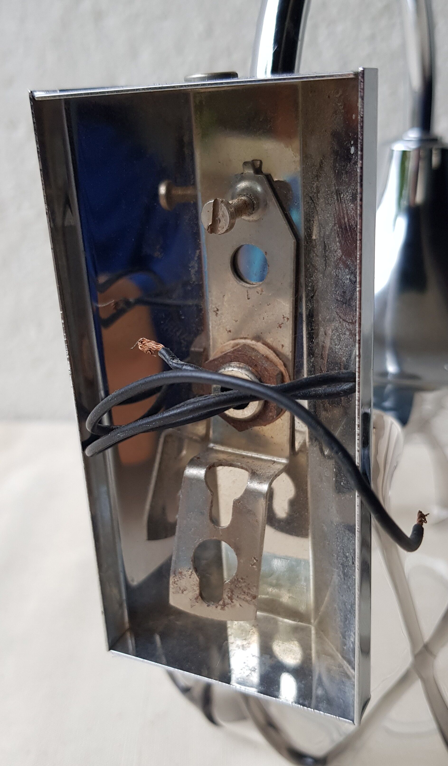 70's glass and chrome metal sconce