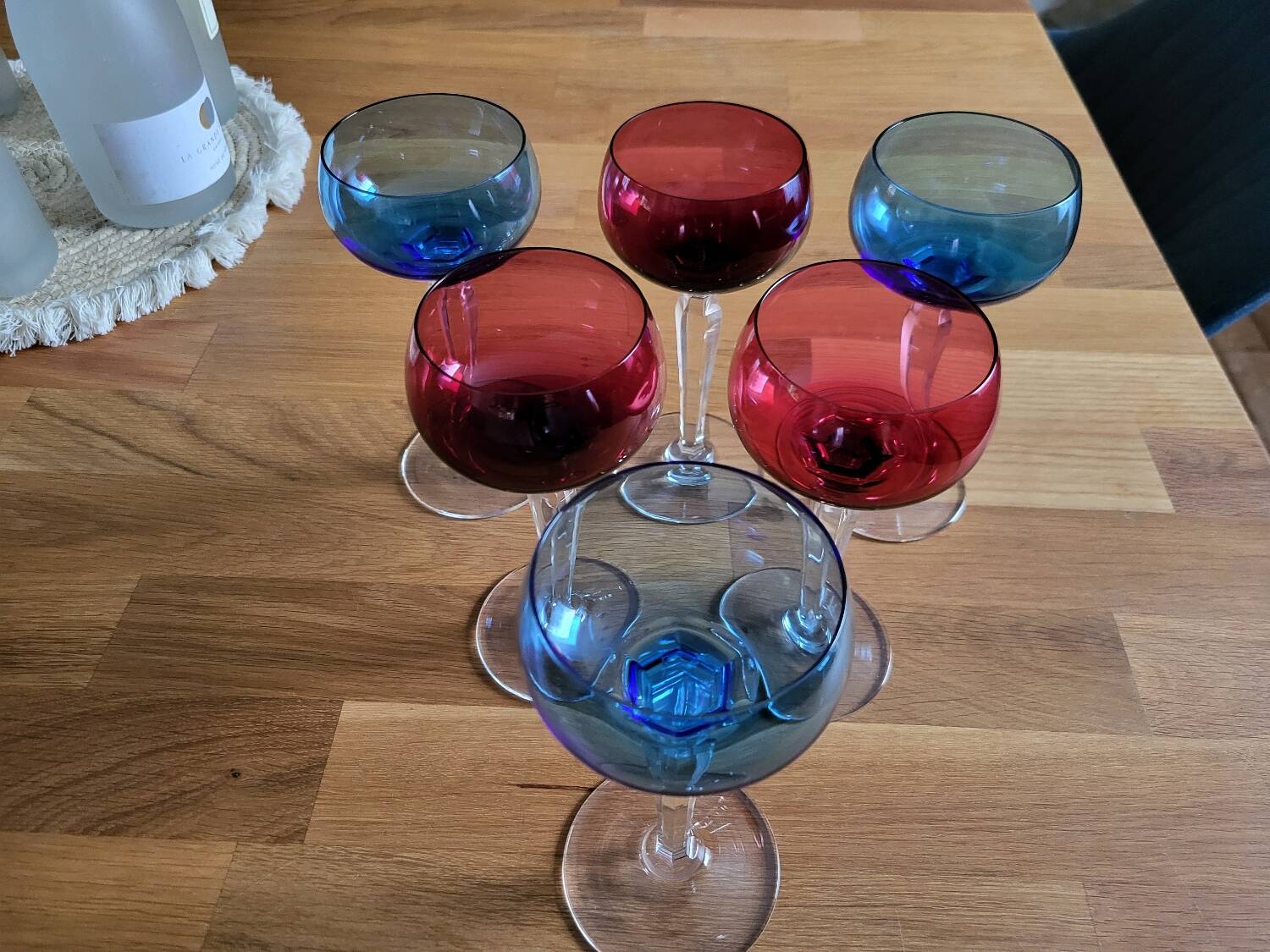 Six crystal wine glasses Val Saint Lambert model Saumur.