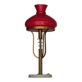 Lampe de table en laiton, verre et marbre attribuée à Stilux, Italie, années 50