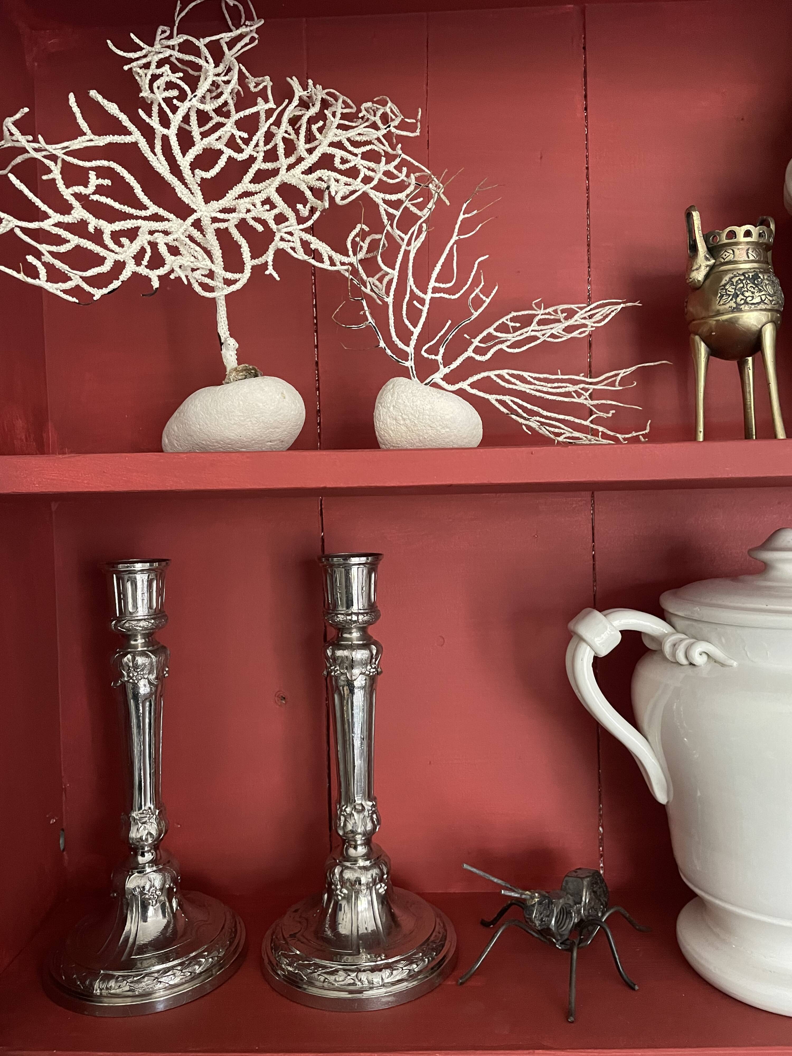 Antique silver-plated candlesticks in classic style