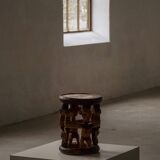 Decorative stool carved from African hardwood / Tribal art piece, mid-20th century