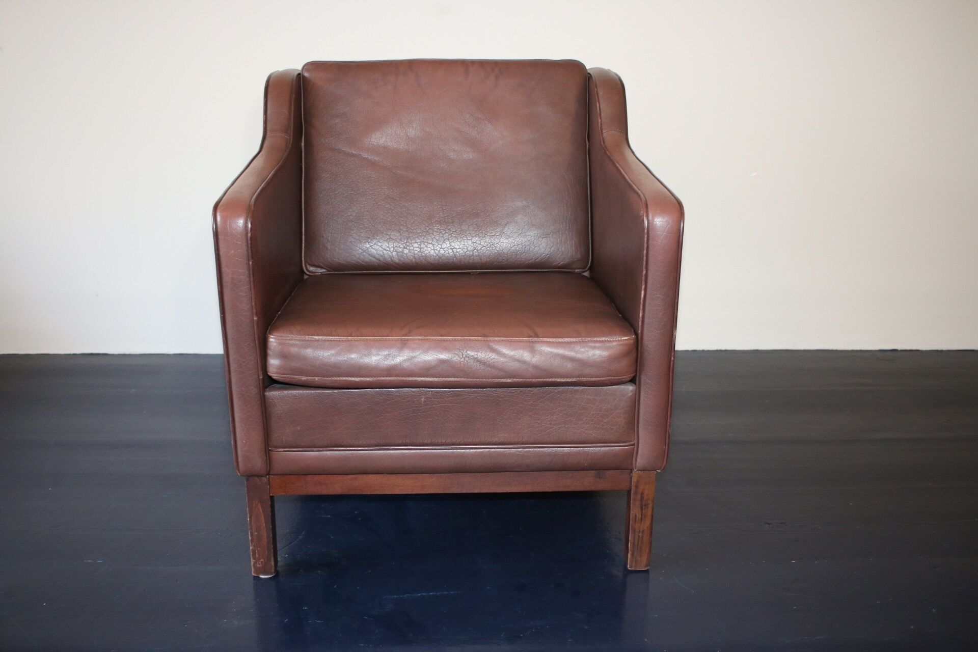 Armchair in natural leather, Denmark, 1960s