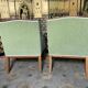 Pair of English armchairs green velvet