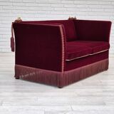 1960s, Danish "Spanish" sofa, original condition, furniture velour, ash wood legs.