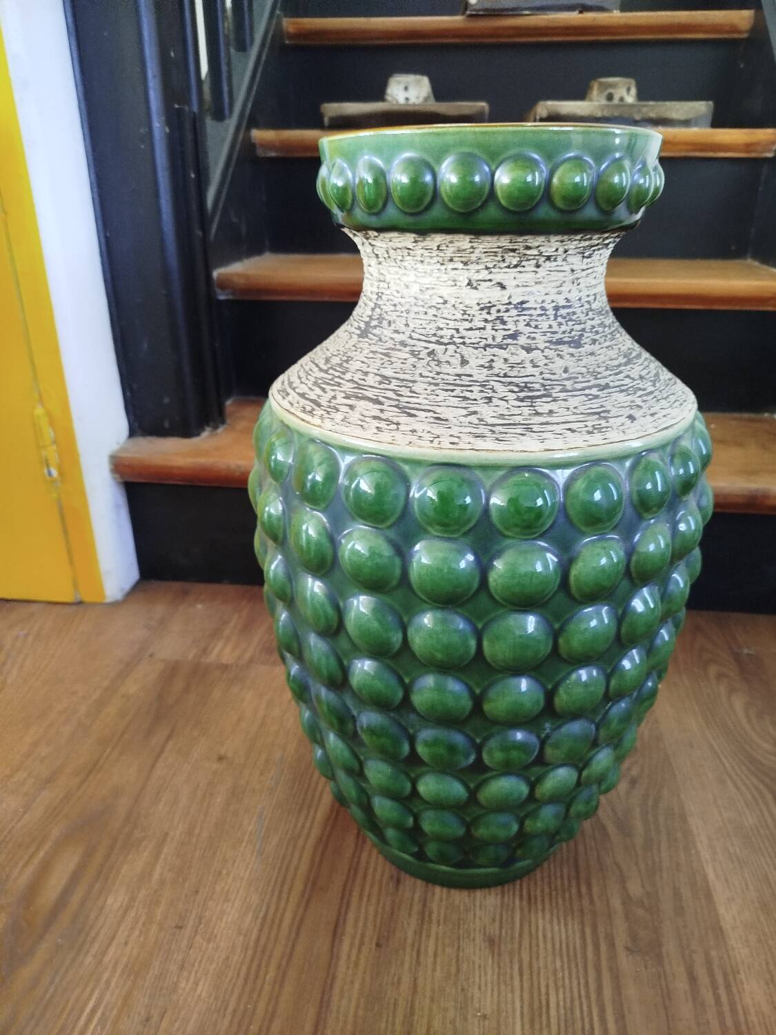 Grand vase allemand en faïence émaillée, Années 1950
