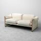 Vintage 2-seater sofa in beige and brown fabric, 1970s modernist