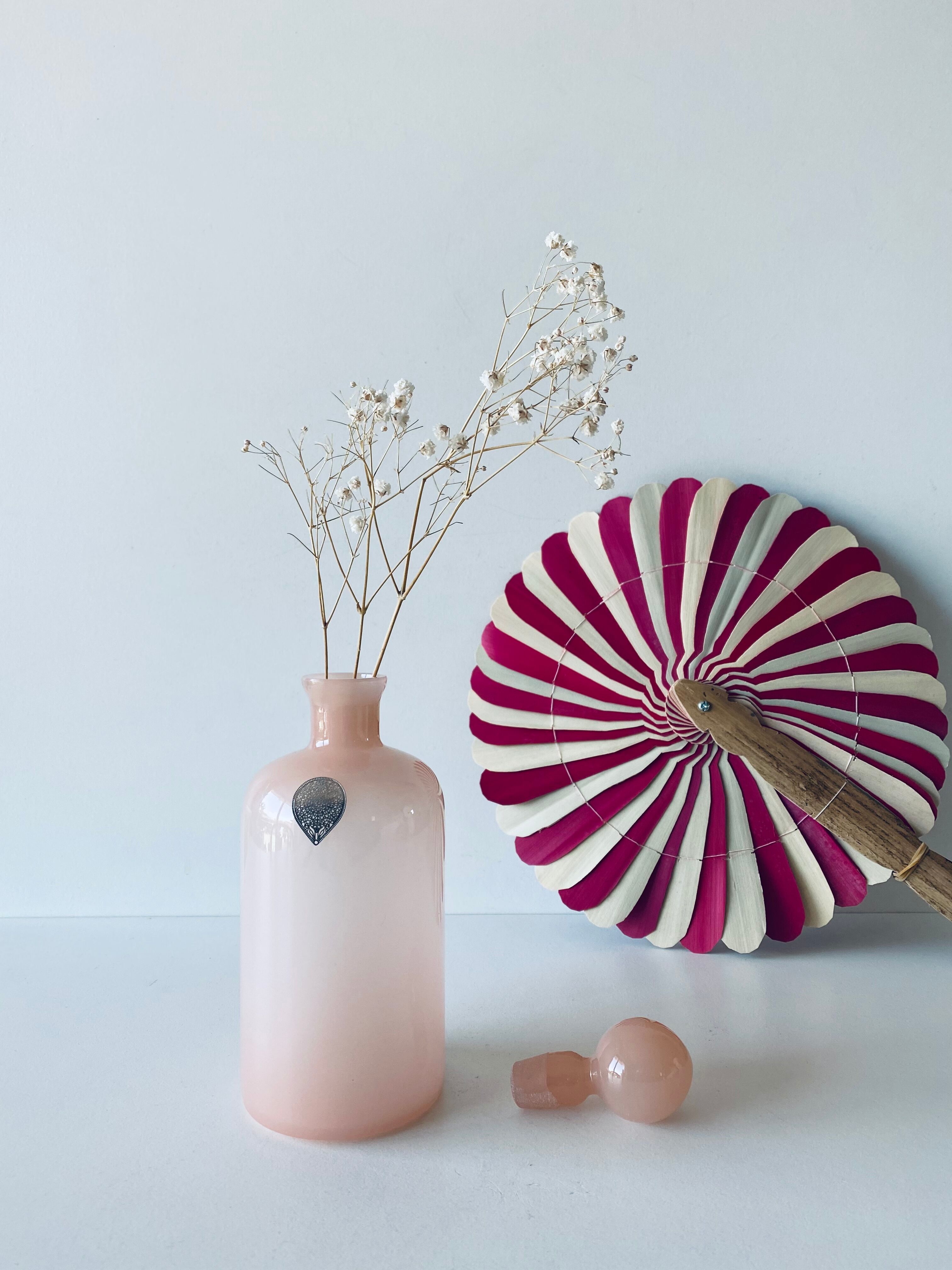 Powder pink opaline flask