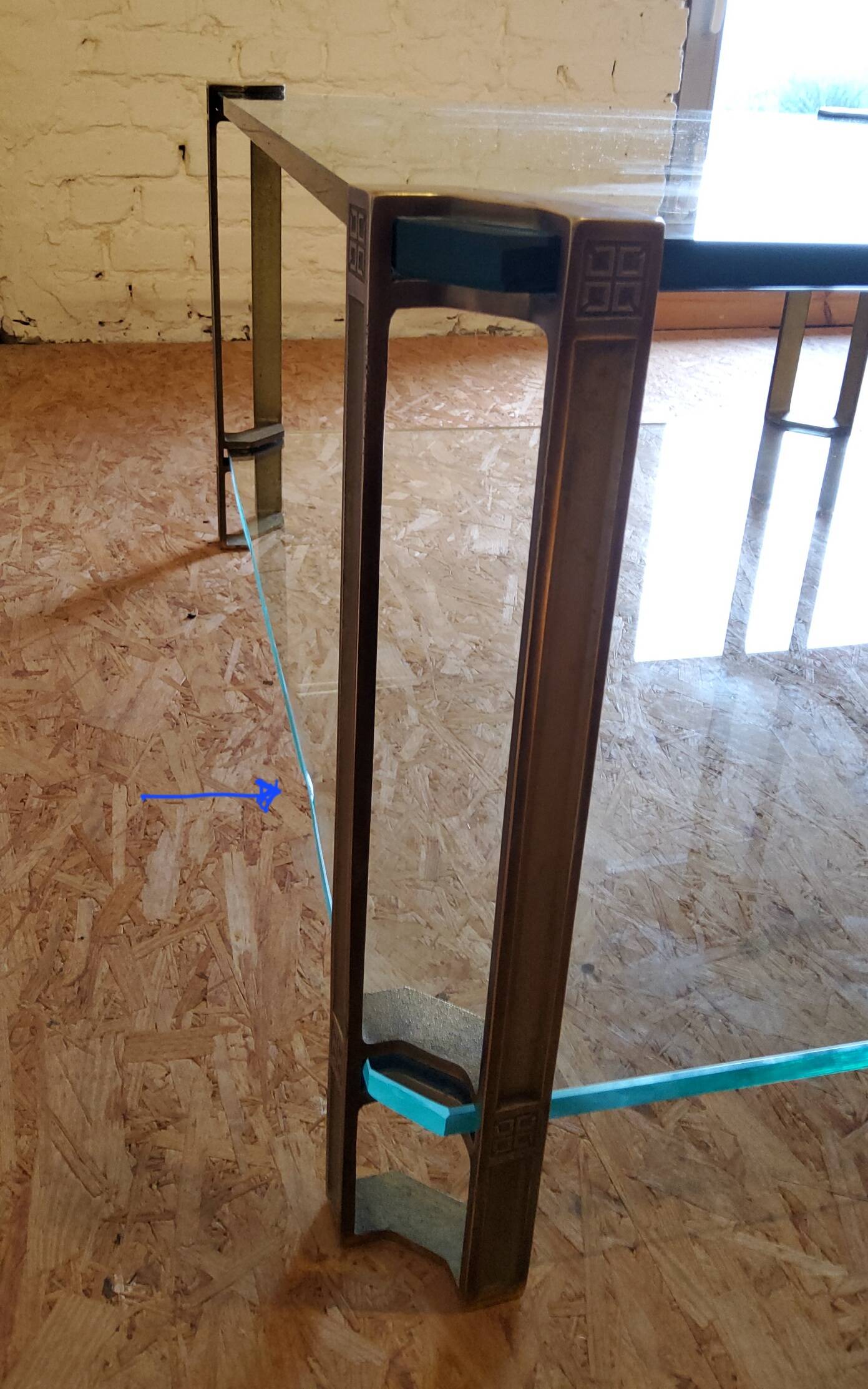 Glass and brass coffee table by Peter Ghyczy, Netherlands 1970s