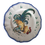 Flat plate No. 4 The Roosters signed Lunéville Keller & Guérin diam. 25.5c