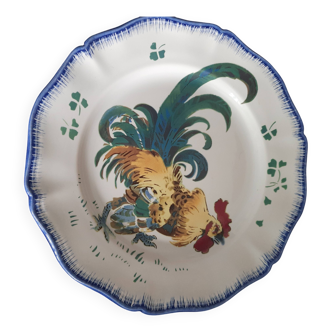 ASSIETTE plate N°4  Les COQS signées Lunéville Keller & Guérin diam 25,5c