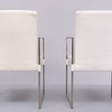 Bert Plantegie White Leather reclining Armchairs .