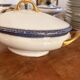Small Soup Tureen Porcelain Limoges Blue Gold Betoule & Legrand France 1/2