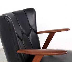 Danish teak and skai armchairs, Erhardsen & Andersen 1960s