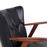 Danish teak and skai armchairs, Erhardsen & Andersen 1960s