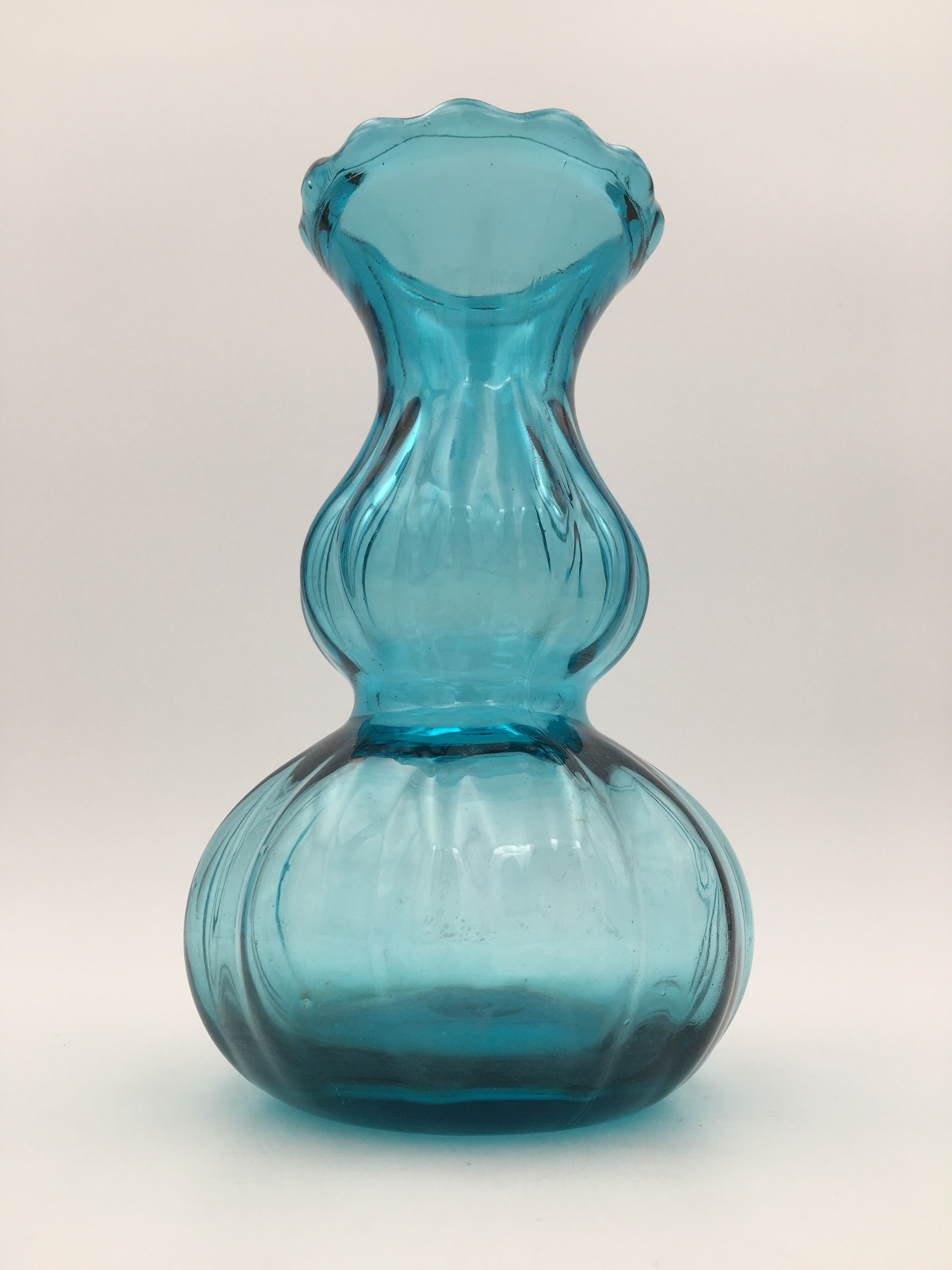 Vintage glass vase, blue