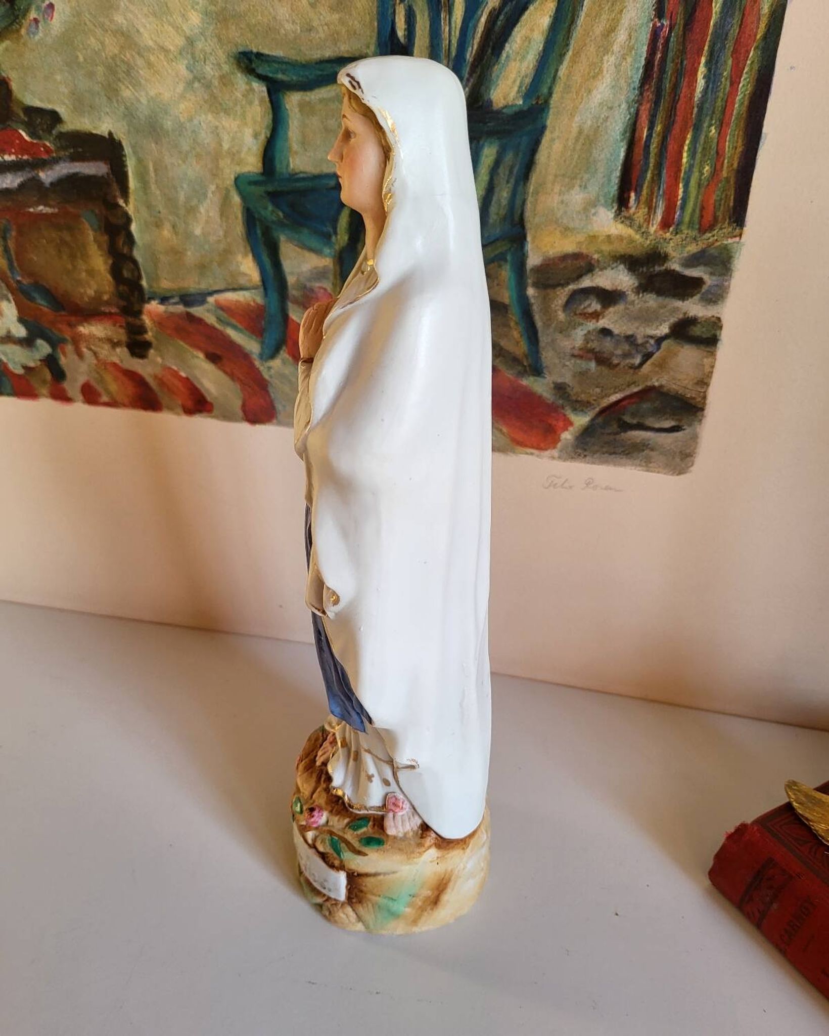 Religious Statuette of Our Lady of Lourdes, Saint Virgin Mary