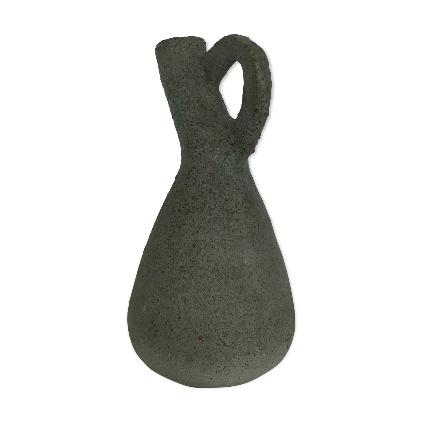 Pichet Accolay en grès, terre chamotée, couleur pistache, vers 1950/1960