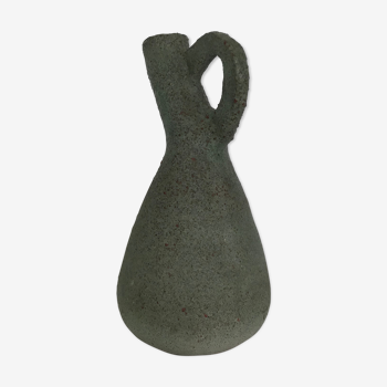 Accolay pitcher in sandstone, chamoted earth, pistachio color, circa 1950/1960