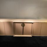 Lacquered, travertine and plexiglass sideboard, Belgo Chrom, 1970s