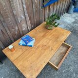 Farmhouse Wood Coffee Table with Drawer