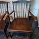 Pair of antique "Fan" armchairs in wood – late 19th / early 20th century