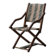 Foldable chair in solid wood and striped fabric, circa 1900.