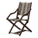Foldable chair in solid wood and striped fabric, circa 1900.