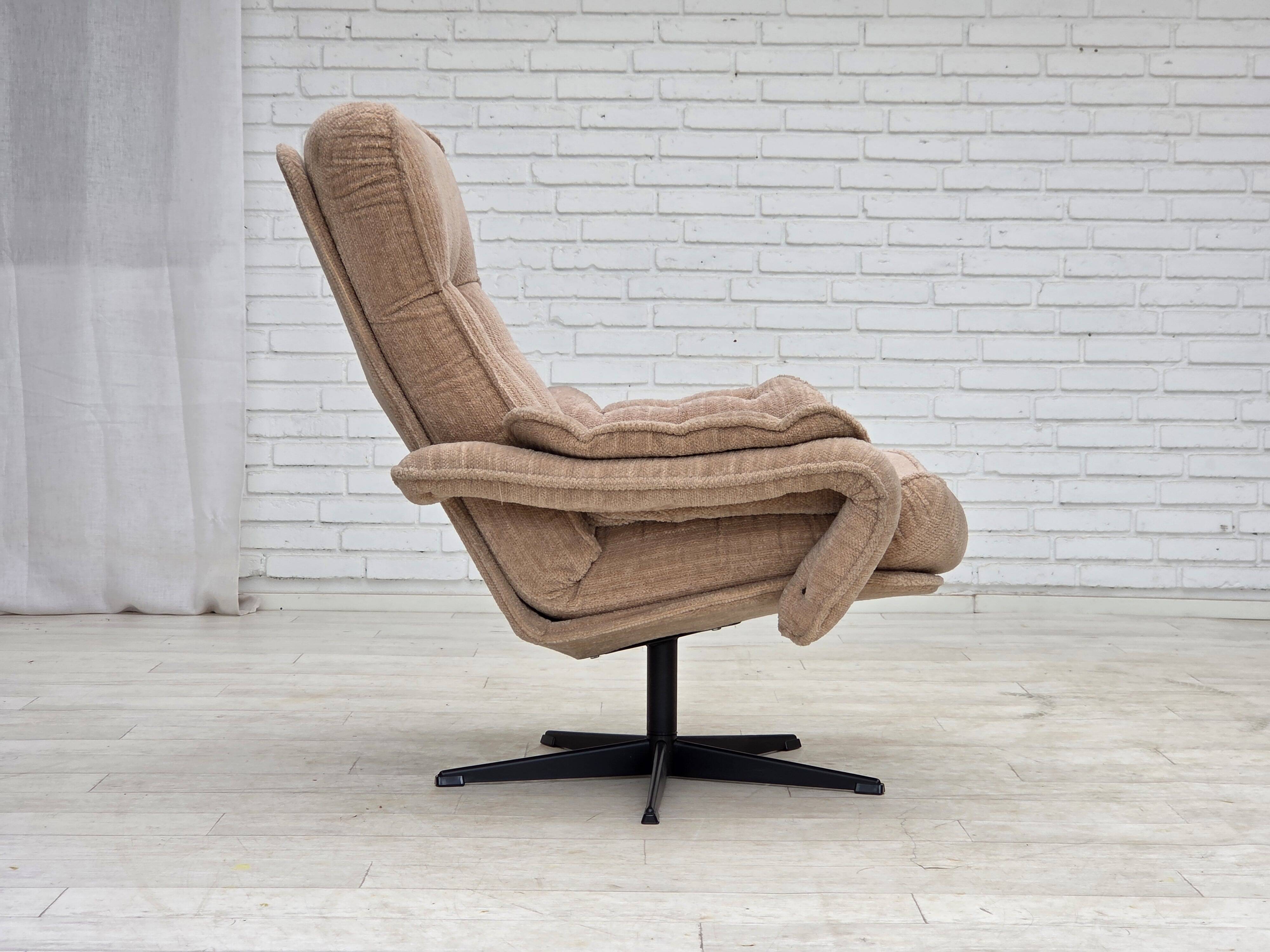 1970s, Danish swivel armchair, beige furniture fabric.