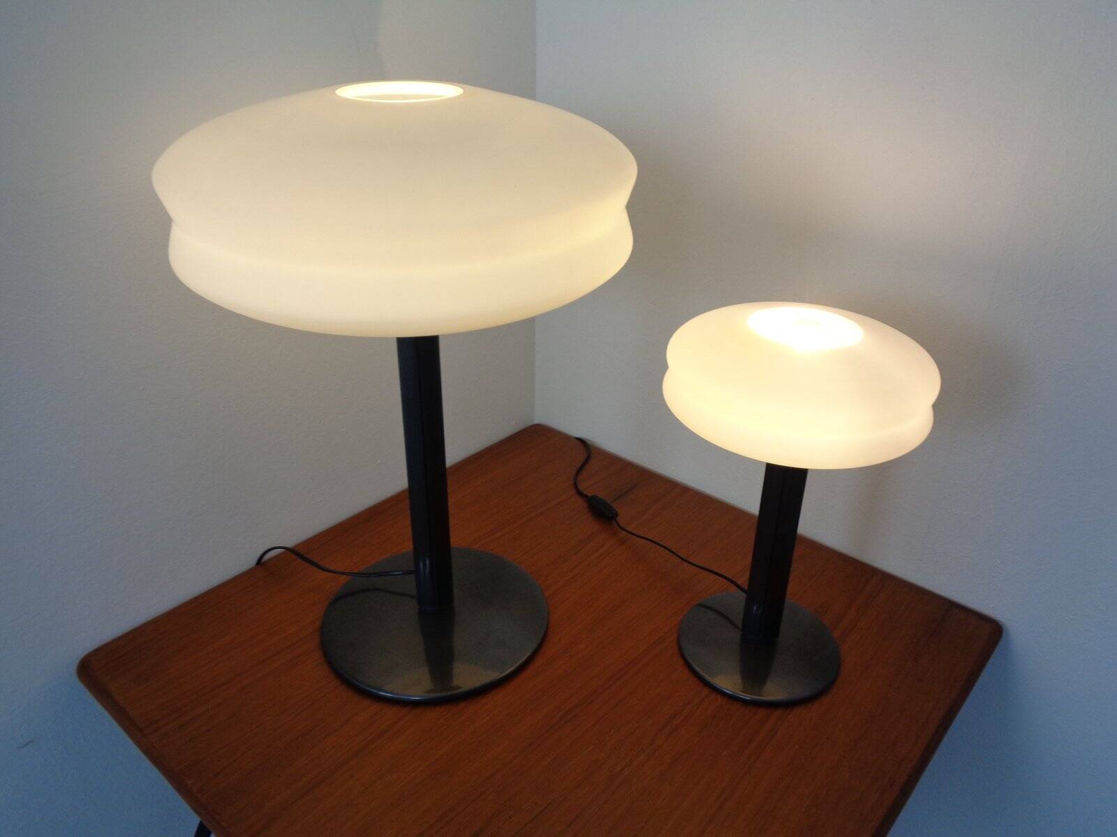 Italian Opal Glass Lamps by Stefano Marcato, Set of 2