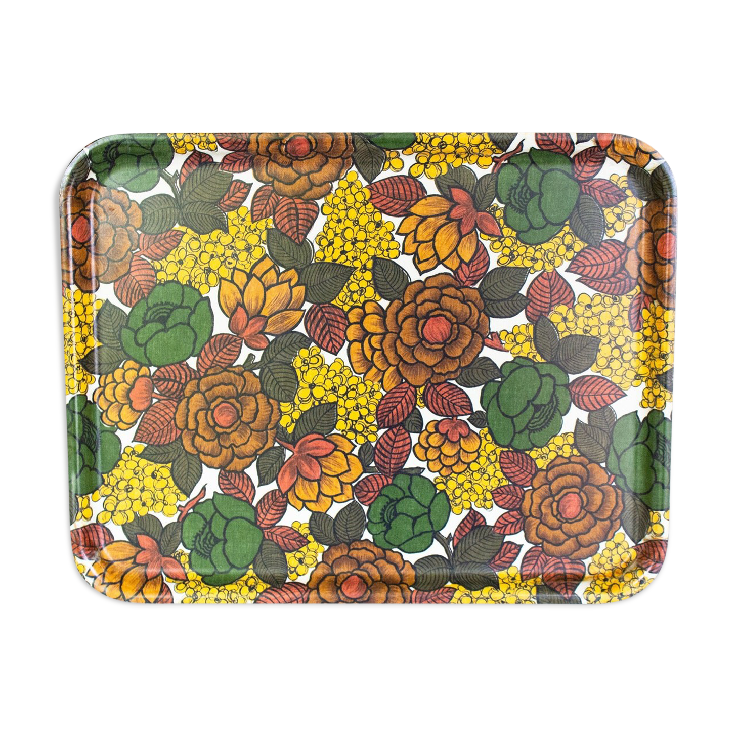 Vintage serving tray with flowers