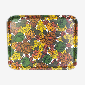 Vintage serving tray with flowers