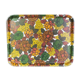 Vintage serving tray with flowers