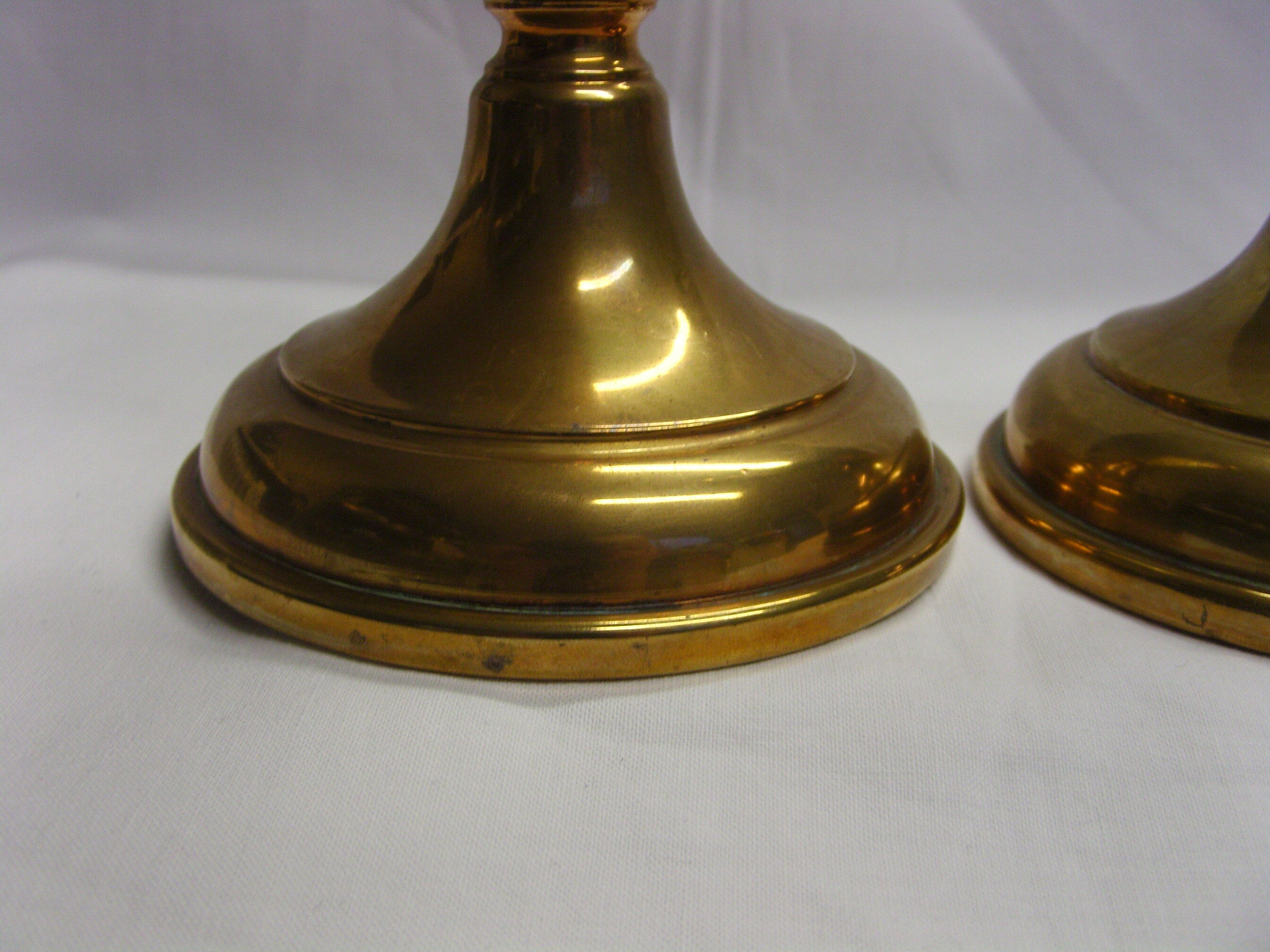 Pair of fluted brass candlesticks Louis XVI style
