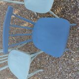 Set of 4 mismatched blue chairs