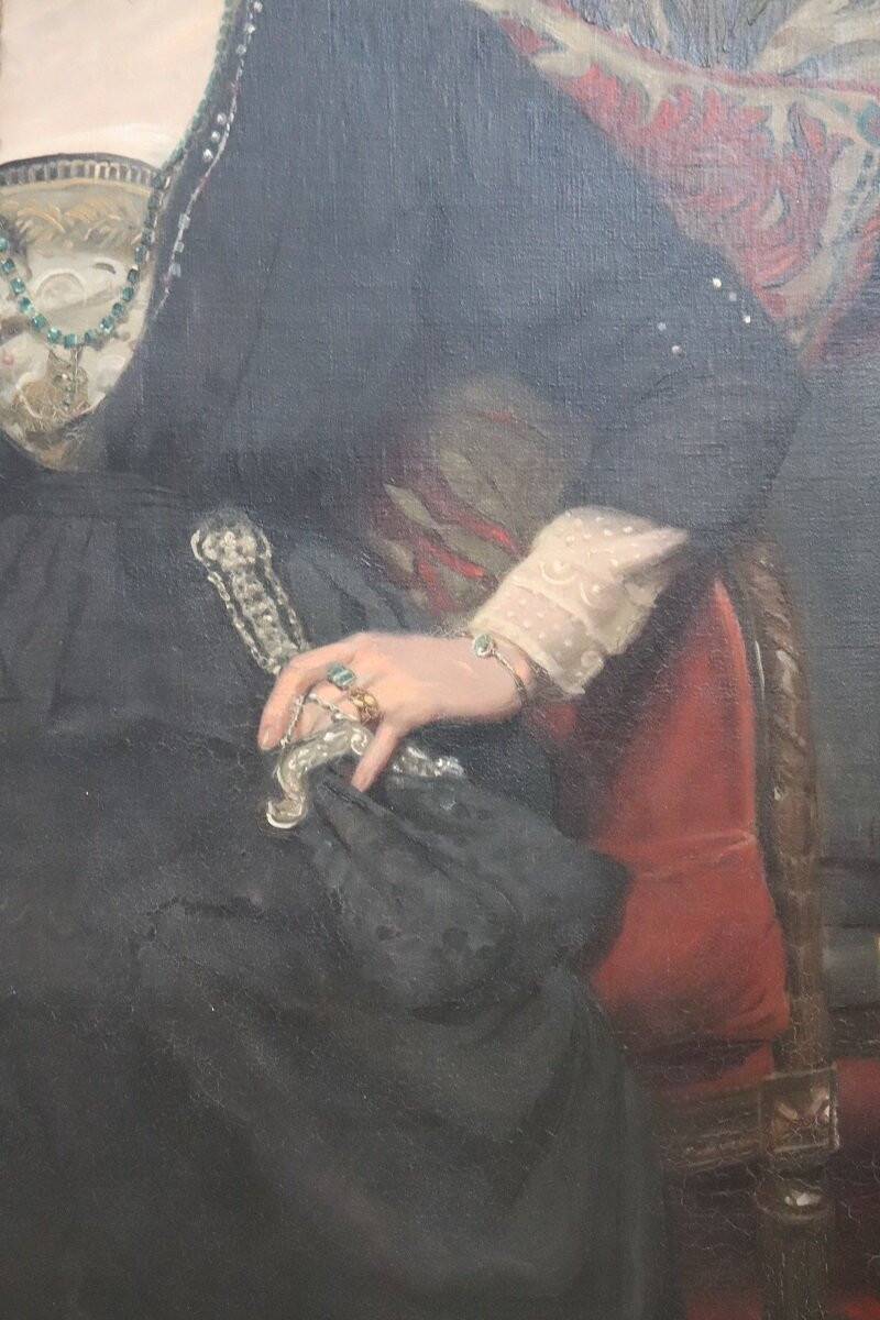 Large oil painting on canvas, portrait of a lady, signed and dated 1913