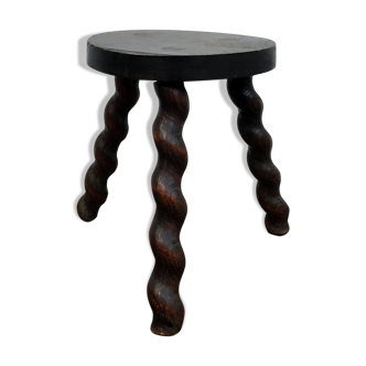 Small wooden stool turned