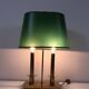 Pair of Two-Light Table Lamps in Brass with Green Shades. Work F