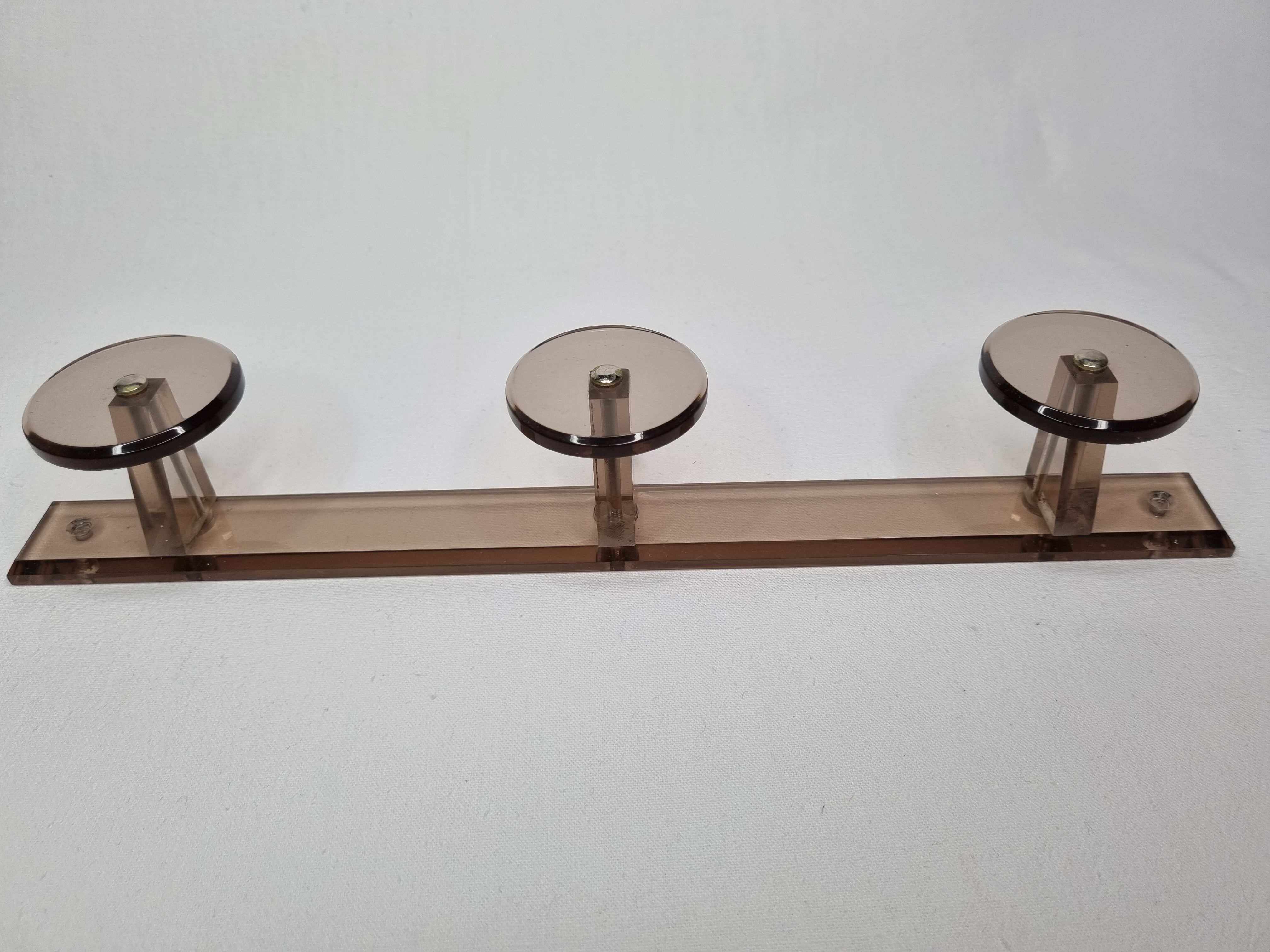 Vintage smoked plexiglass coat rack from the 70