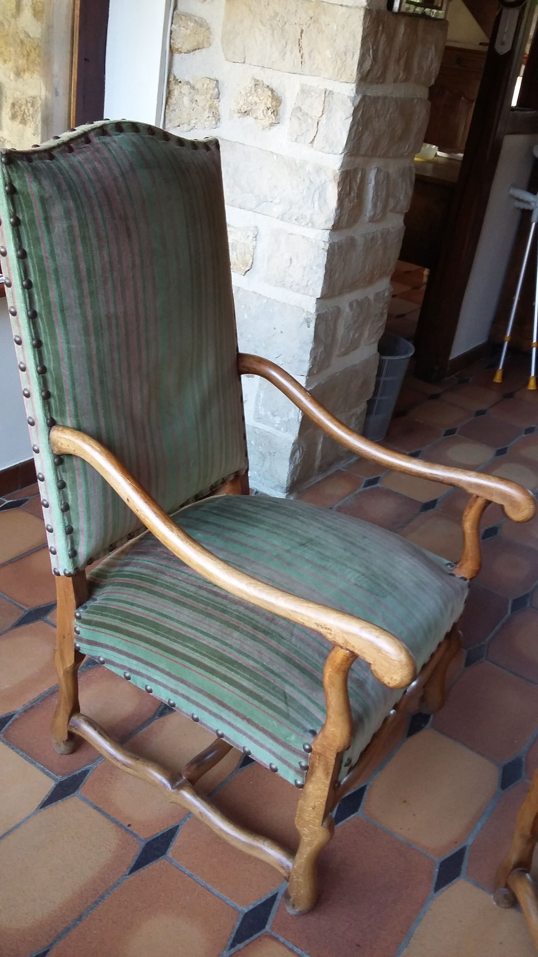 Pair of chairs fabric striped Velvet