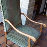 Paire de fauteuils tissu velours rayé